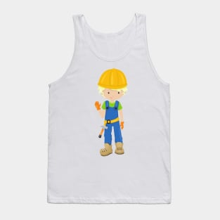 Construction Worker, Blond Hair, Cute Boy, Hammer Tank Top